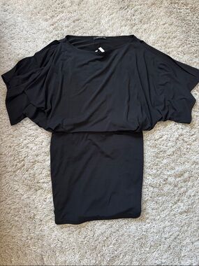 Black dress with short sleeve cold shoulder